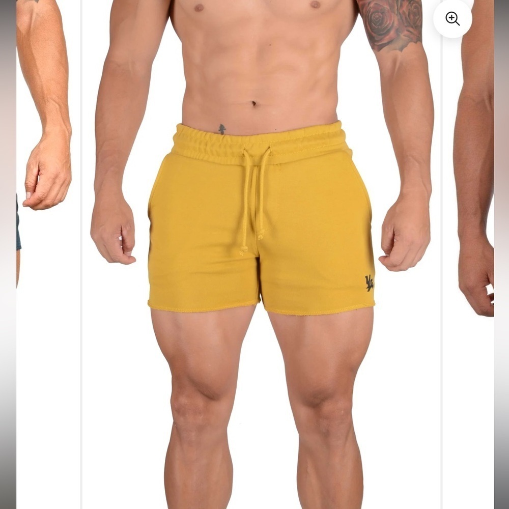 Yellow French terry bodybuilding shorts #102 sold out